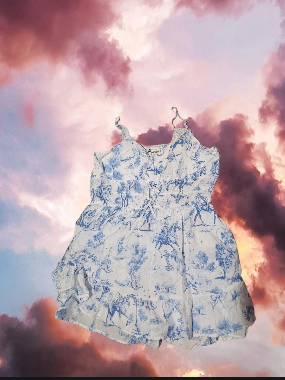Blue & White Toile Printed Romper